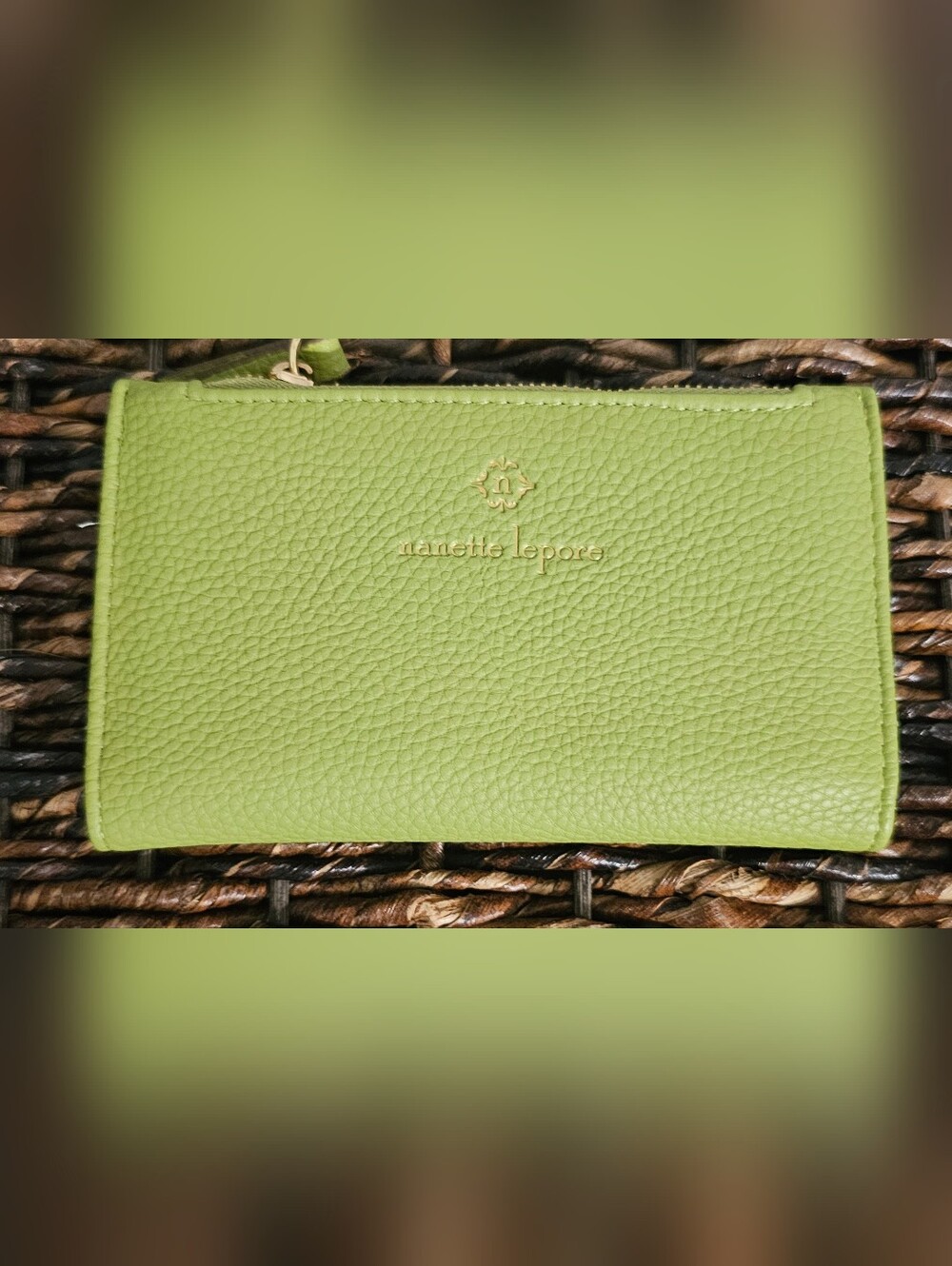 Nanette Lepore Lime Green Leather Bifold Wallet